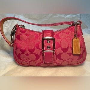 Coach Pink Signature Jacquard Demi Baguette Bag Y2K Style 6362 purse small